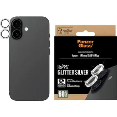 PanzerGlass Hoops® Glitter Silver Camera Lens Protector iPhone 17 | iPhone 16 | 16 Plus