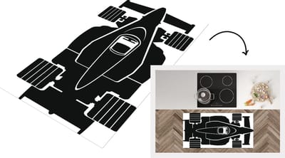 Keukenloper - Loper keuken - De bovenkant van een Formule 1 racewagen in een illustratie - 120x60 cm - Keukenloper vinyl
