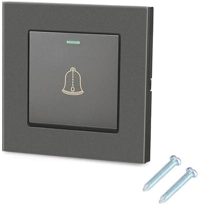 Waterdichte Deurbelknop Buiten Zwart - 220-250V Drukknop van Glas met Schroeven - Eenvoudige Installatie voor Thuis en Hotel