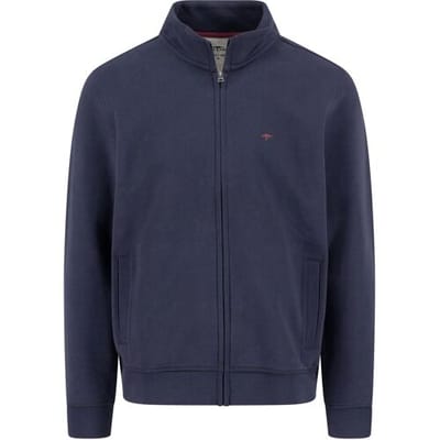 Fynch-Hatton Vest Uni Color Cotton Sweat Stand-Up Zip Collar Navy / male