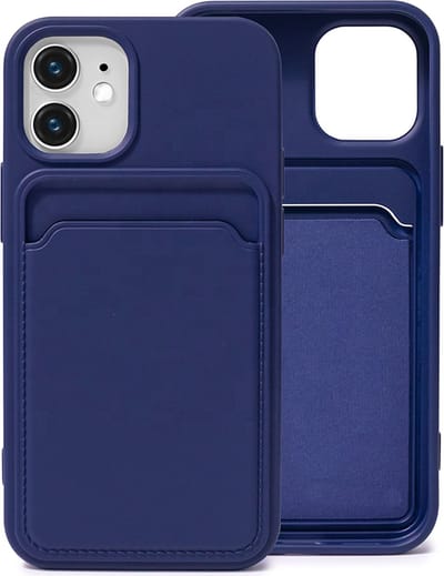Blauw Pasjeshouder Hoesje geschikt voor iPhone 12 / 12 Pro - Kaart TPU Hoesje Backcover