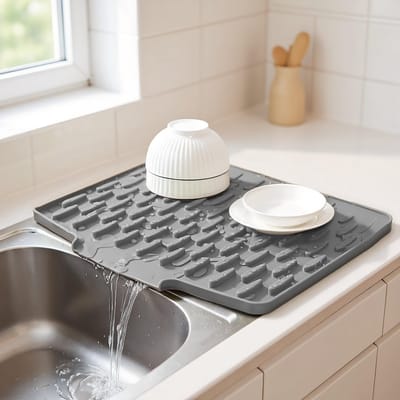 Unyqoos® Opvouwbare siliconen afdruipmat voor keuken met hittebestendigheid en antislip
