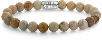 Rebel & Rose - kralenarmband - Desert Storm - Armband - RR-80121-S – Bruine Agaat - 8 mm - 19 CM