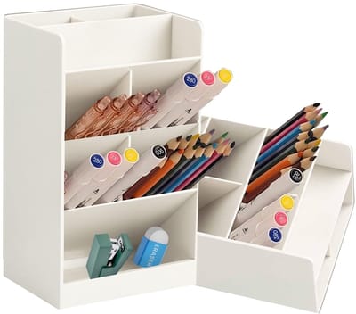 Dailygoods- Bureau-organizer met 5 compartimenten - Pennenbak - Kunststof - Multifunctionele opbergbak - Schoolbenodigdheden - Stijlvol ontwerp - Penhouder