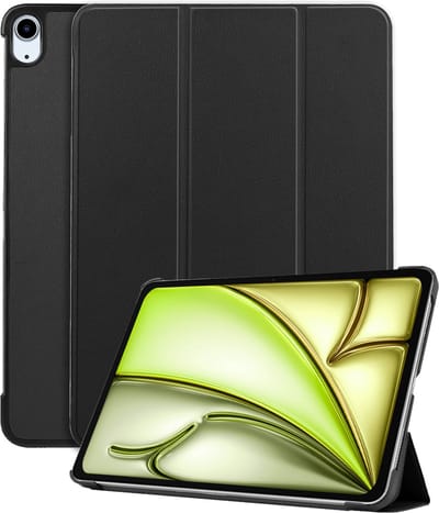 Hoes - Geschikt voor Apple iPad Air (2024/2025/2026) - 11 inch - Dun & Stevig - Trifold Bookcase - Hard Cover - Hardcover Book Case - Tablet Hoesje - Zwart