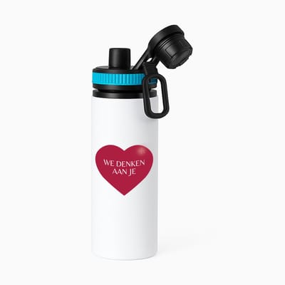 Hacebo® - We denken aan je hartje waterfles met draaidop blauw - iemand die door een moeilijke tijd gaat - moeilijke tijd - ziek - koorts - snel beter worden - cadeau - beterschap cadeau - kado - gift - geschenk - water fles - 850ML