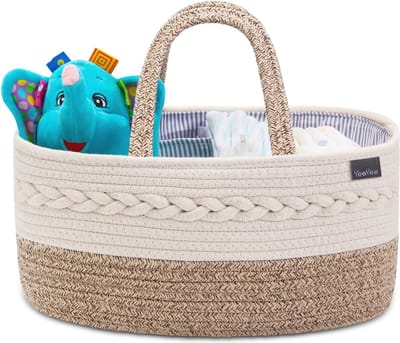 Draagbare Baby Luier Caddy Organizer - 100% Katoen, Verstelbare Compartimenten, Ideaal Voor Pasgeborenen en Momenteel