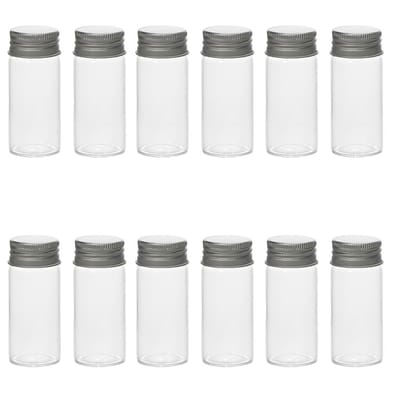 Dailygoods- Decoratieve Flessen 12 Stuks - 30 ml Helder Glas - Lege Potten - Aluminium Deksels - Kleine Containers - Bruiloft Decoraties - Sample Potten