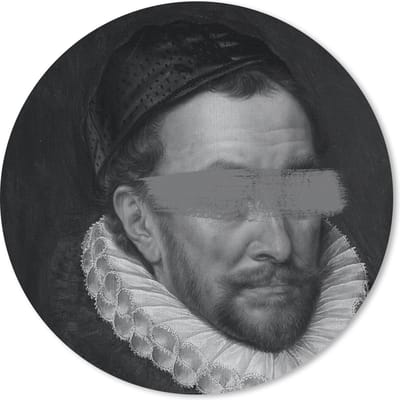 Muismat rond 20x20 cm - Mousepad Portret van Willem I - Adriaen Thomasz - Zwart - Wit - Ronde muismatten