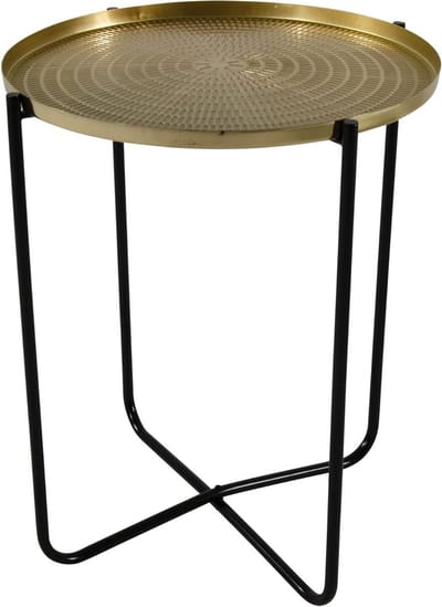 Ronde bijzettafel - Plantenstandaard tafel - Decoratie presenteren - Modern kruisvoet - 50 cm hoog - Goud zwart