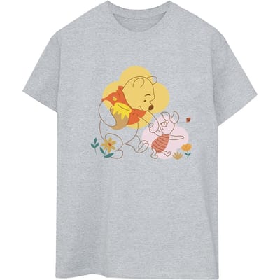 Disney Dames/Dames Winnie De Poeh Knorretje Katoenen Vriendje T-shirt (Sportgrijs)