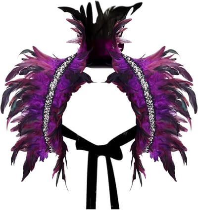 Gothic Veer Kraag Cape met Vleugels voor Mannen en Vrouwen - Perfect voor Halloween en Carnaval - Paars Kostuum Accessoire