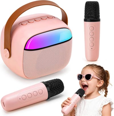 Karaokemachine voor Kinderen met 2 Microfoons - Draagbare Bluetooth-luidspreker Speelgoed voor Leeftijd 3-16 Jaar