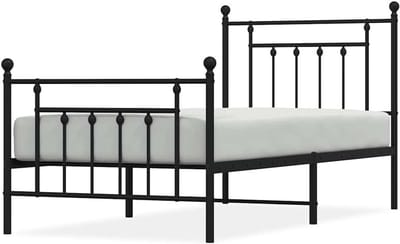 Bedframe Staal - Metalen Frame - Slaapkamer Inrichting - Klassiek Design - 80 x 200 cm - Zwart
