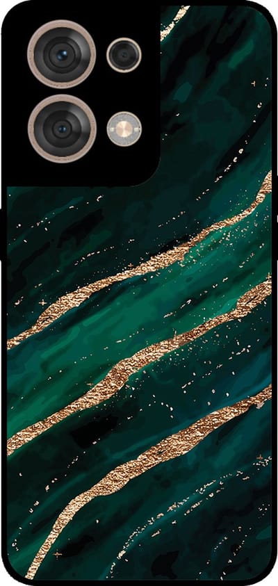 Smartphonica Telefoonhoesje Geschikt voor Oppo Reno8 5G met marmer opdruk - TPU backcover case marble design - Groen Goud geschikt voor Oppo Reno8 5G