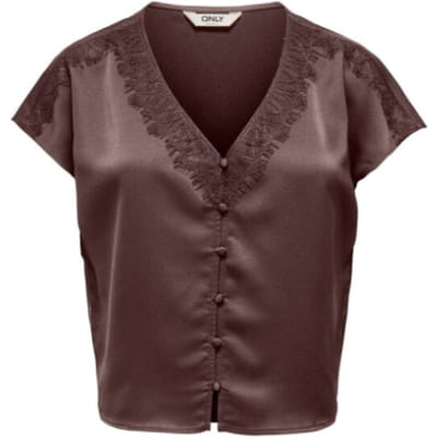 ONLY - ONLFARAYA S/L BUTTON LACE SATIN TOP WVN Dames Top