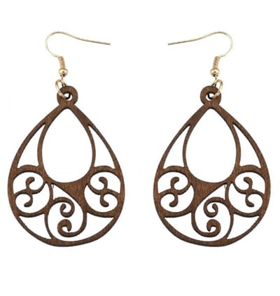 Zilveren bruin hout oorbellen - Charme Bijoux