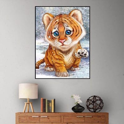 Diamant peinture point de croix mignon beau tigre 3D diamant peinture strass photo broderie 20X30CM brown