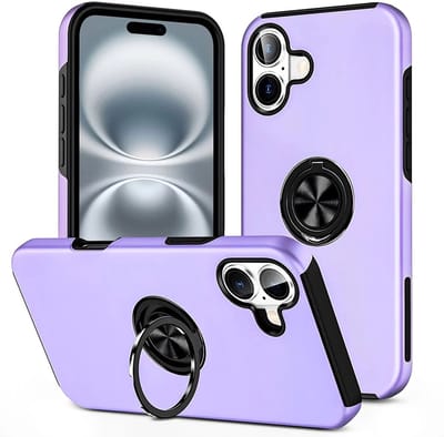 Telefoonhoesje Met Vingerring & Magneet voor Telefoohouders - Hoesje Geschikt voor: iPhone 16 - Paars