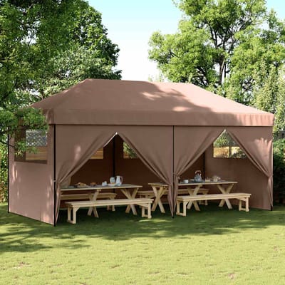vidaXL - Partytent - inklapbaar - pop-up - met - 4 - zijwanden - bruin
