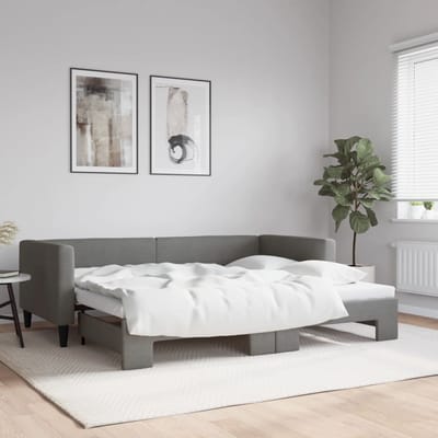 vidaXL - Slaapbank - met - onderschuifbed - 90x200 - cm - stof - donkergrijs