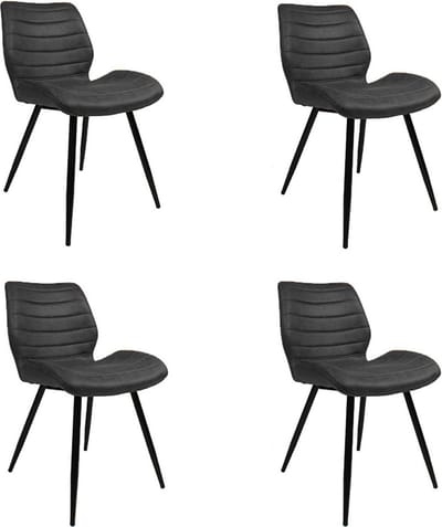 Bronx71® Industriële eetkamerstoel Morris antraciet - Eetkamerstoelen set van 4 - stoel