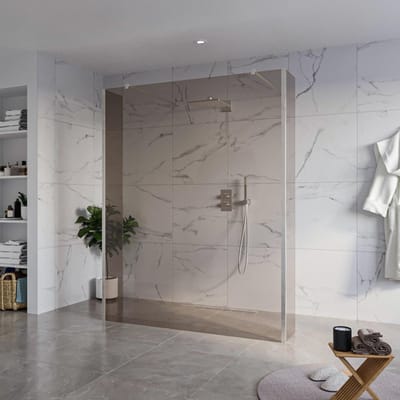 FugaFlow Eccelente Vetro Vrijstaande inloopdouche badkamer - 160x200cm - Rookglas - antikalk - 8mm veiligheidsglas - 2 zijwanden 40cm - met wandarmen en hoekprofielen - RVS geborsteld -