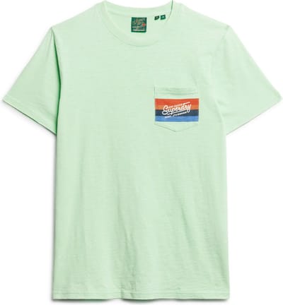 Superdry CALI STRIPED LOGO T SHIRT Heren - Groen - Maat 3XL