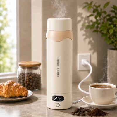 KZQ Elektrische Reiswaterkoker - Draagbare Mini Waterkoker - Gemaakt van 306 roestvrij staal - 6 temperatuurinstellingen, automatische uitschakeling - Perfect voor het zetten van thee, koffie en melk - 500 ml