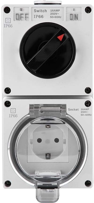 Allecto - Waterdichte Wandcontactdoos IP66 met Schakelaar voor Buitenverlichting