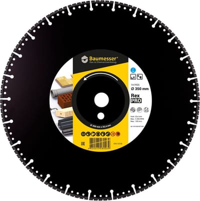 Diamantzaagblad 350mm PRO Rex Zal alles snijden! Universeel snijwiel