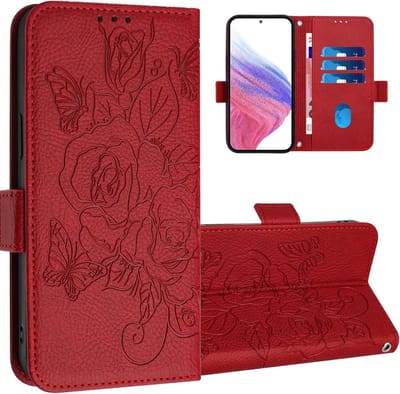 Wallet Case voor Samsung Galaxy A56 - Book Flip Case met RFID Blocking, Kaarthouders en Schokbestendige Magnetische Sluiting - Roze Bloemen Design