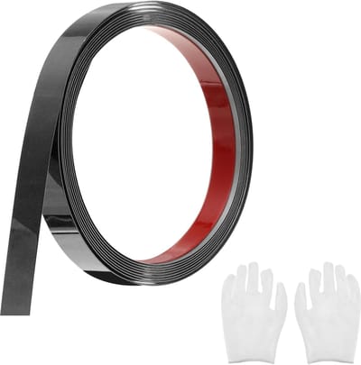 QUARKZMAN Zelfklevende sierlijst van roestvrij staal, zwarte spiegelkap en wandlijst met handschoen, decoratieve rand voor spiegelwand, 1,5 x 2,5 m