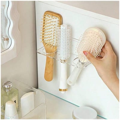 1 st Boorvrije Badkamer Opbergrek - Wandmontage Kamhouder Met Antislip Rooster, Multifunctioneel Voor Tandenborstel/Scheermes/Haarclips A Three-hole Hanging Bracket veelkleurig