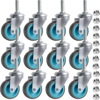 Zwenkwielen 50 mm - 12 Stuks Meubelwielen met 360 Graden Rotatie