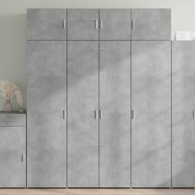vidaXL - Hoge - kast - 80x42,5x185 - cm - bewerkt - hout - betongrijs