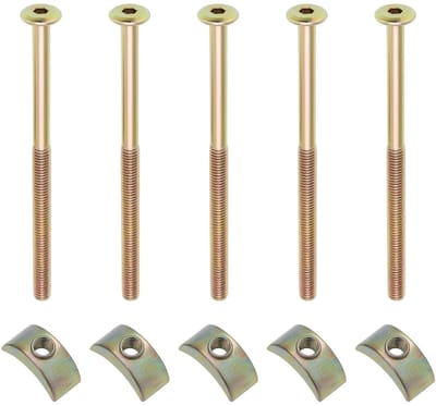 Dailygoods- Verbindingsbouten 16 Stuks - M6 x 100 mm - Schroefdraad - Houten Meubels - Halve Maan Moer - Zeskantkop - Meubelbout