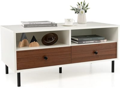 Salontafel met Laden - Koffietafel Banktafel - Woonkamer Opbergen - Stabiele Metalen Poten - 95 x 48 x 45 cm