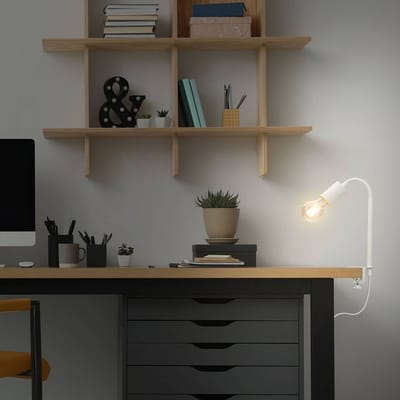 B.K.Licht Krampo - Bureaulamp met snoerschakelaar - klemlamp - draaibaar leeslamp - metaal - E27 fitting - wit