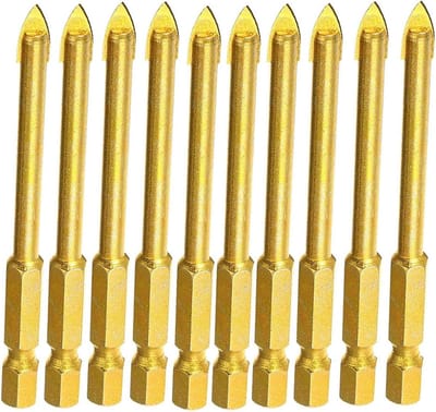 Set van 10 Stuks 5mm Boorpunten van Wolfraamcarbide met Zeskant Schacht voor Glas, Keramiek en Marmer