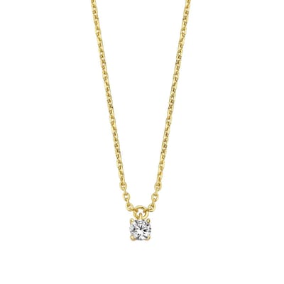 New Bling 9NB-0519 Zilveren Ketting met Hanger - Zirkonia - 3,5 mm - Ankerschakel - 40 + 5 cm - Gold Plated (Verguld / Goud op Zilver)