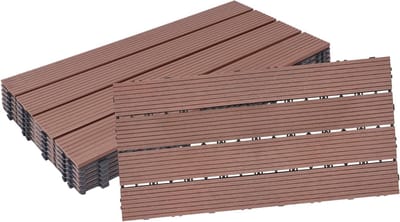 WPC Terrasplanken - Balkontegels Kliksysteem - Buiten Vloeren - Weerbestendig Duurzaam - 30x60 cm - Bruin