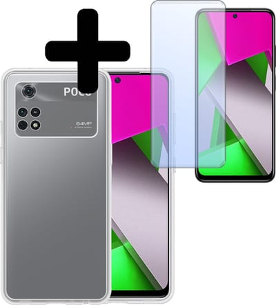 Hoesje - Met Screenprotector - Geschikt voor Xiaomi Poco X4 Pro 5G - Sterk & Shockproof - Back Cover - Siliconen Case - Telefoon Hoes - Telefoonhoesjes - Transparant