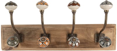 Clayre & Eef Wandhaak Set van 4 45x11x18 cm Bruin Hout