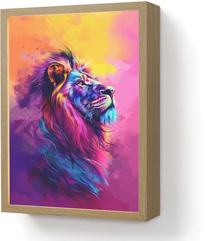 Nachtlampje 30x40 cm - Kinder lamp - Leeuw - Verf- Kleuren - Dier - Tafellamp kinderkamer draadloos - Slaapkamer lampje - Bedlamp kinderen - Kinderlampje - Wandlamp babykamer - Nachtlampjes