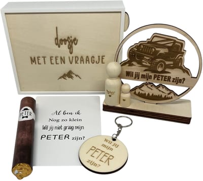 Geschenkbox wil jij mijn PETER zijn? | oker | OFF ROAD | liefste peter | peter vragen | meter worden | peetoom vragen | peetoom worden | cadeau | geschenkdoos | giftbox