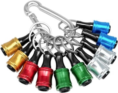Set van 10 Sleutelhanger Extensie Bar met Schroevendraaier Bits Houder en Aluminium Adapter voor 1/4 inch Hex Bits, Ideaal voor Klussen en Onderhoud
