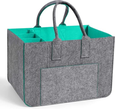 Boodschappenmand - Draagmand - Boodschappen vervoeren - Twee handgrepen - 27 cm hoog - Grijs hemelsblauw