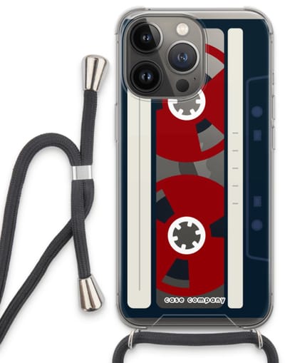 Case Company® - Hoesje met koord geschikt voor iPhone 13 Pro hoesje met Koord - Here's your tape - Telefoonhoesje met Zwart Koord - Bescherming aan alle Kanten en Over de Schermrand