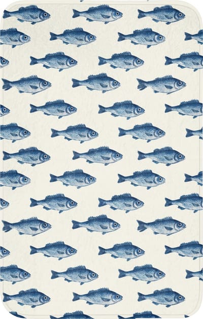 WC mat 50x80 cm - Antislip - Vis - Patroon - Blauw - Toiletmat - Vloermat - Douchemat - Toilet tapijt - Toiletmatten